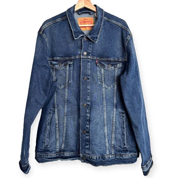 Levi Strauss Dark Wash Cotton Stretch Trucker Jacket Men's Size XXL - Picture 1 of 11